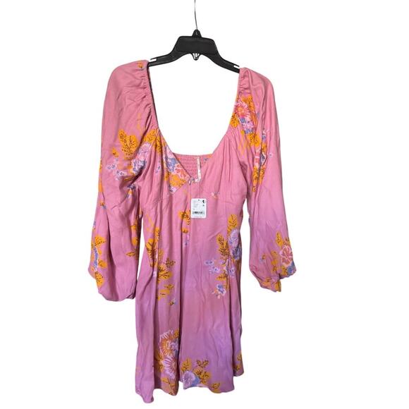 NWT Free People Adella Floral Mini Dress Pink Rose M Boho Cottagecore $128 - Picture 5 of 11